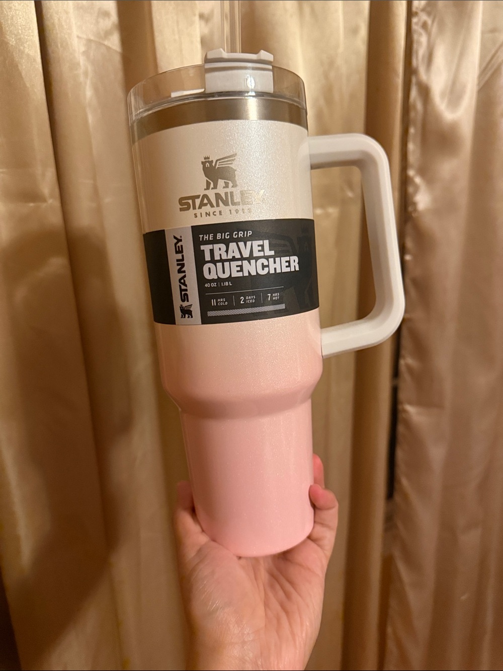 Stanley Travel Quencher Big Grip Tumbler - Pink & White